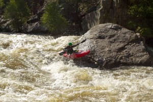 Me grinning on the Pineview splat rock on the Poudre.