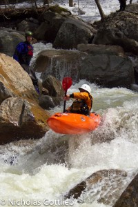 Danny Doran boofing Mushroom at low water early in the season.